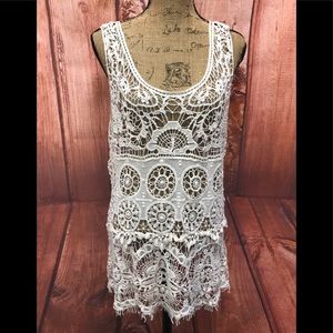 Ultra  pink crocheted lace top size 2x